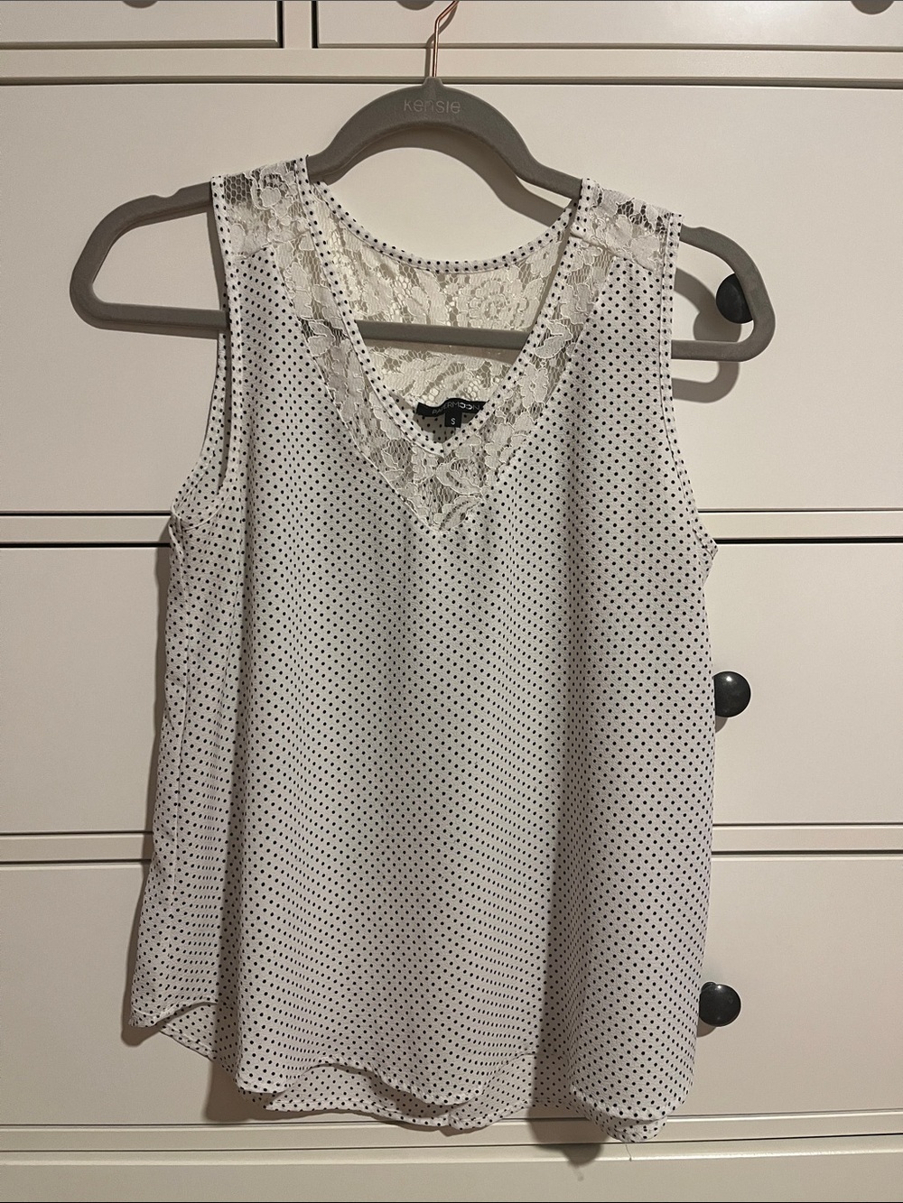 Papermoon White Polka Dot Lace-Trim Camisole